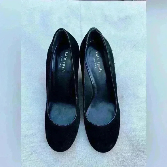 Kate Spade - Black Suede Round Toe Wedge Pumps - Size 7.5 - Picture 1 of 8